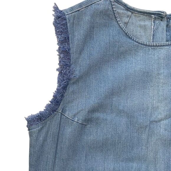Hope&Harlow NWT Chambray Denim Dress Fringe Coastal Cowgirl Phoebe Buffay Sz 4 - Picture 6 of 11